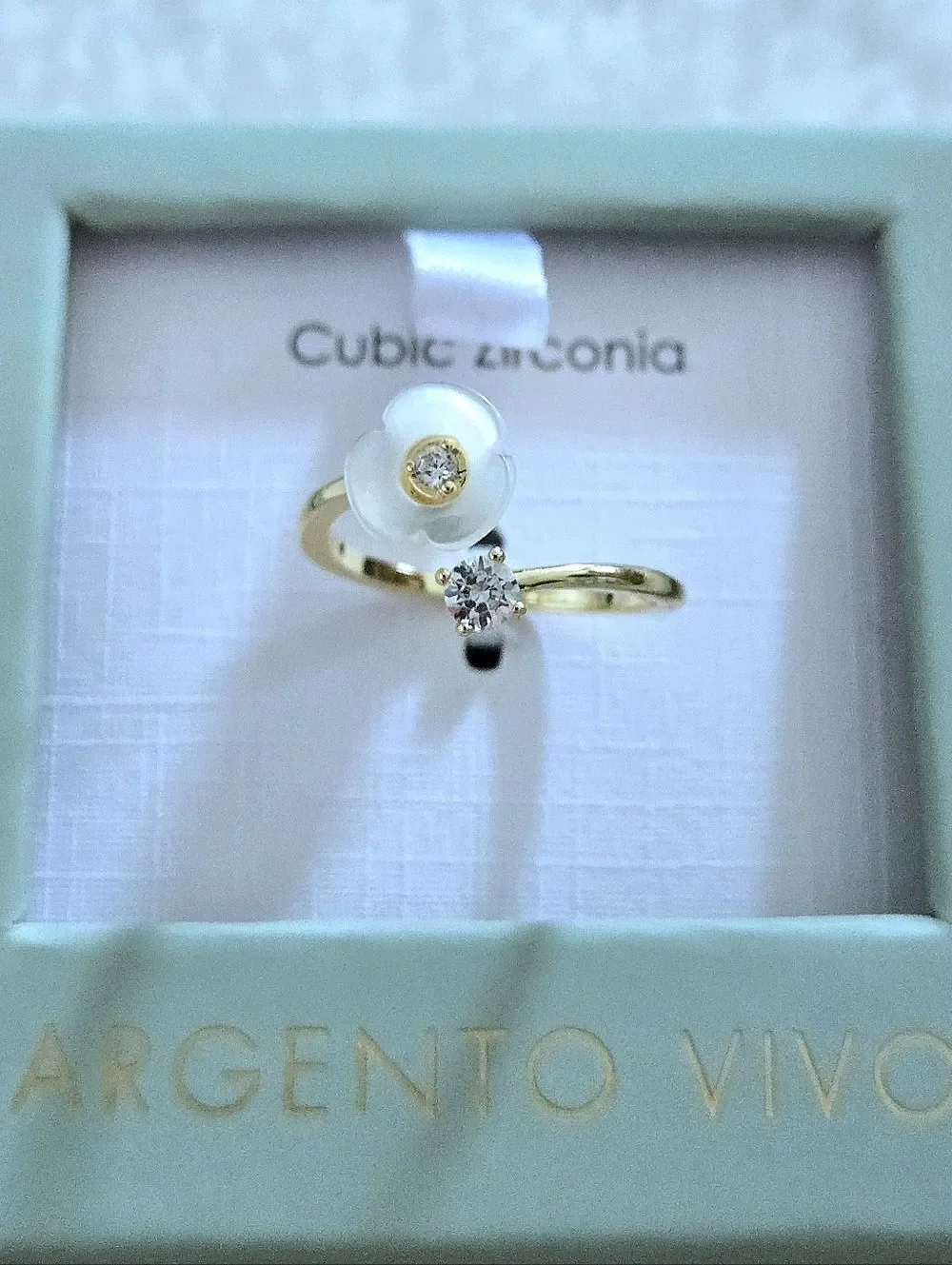 Argento Vivo Flower and Cubic Zirconia Bypass🔁 Ring💍